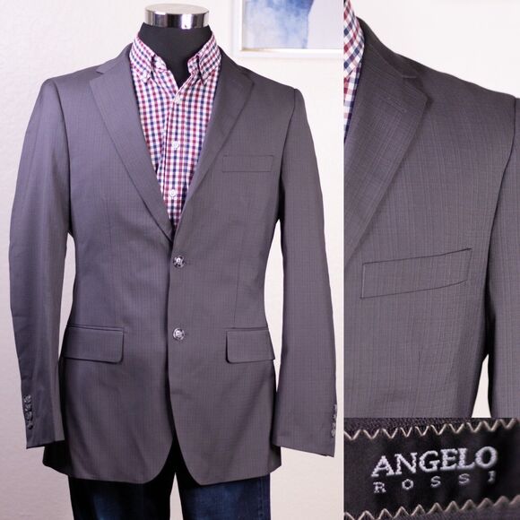 Angelo Rossi Men's size 40L Gray Hand Tailored Blazer Sport Coat Jacket - Picture 1 of 12
